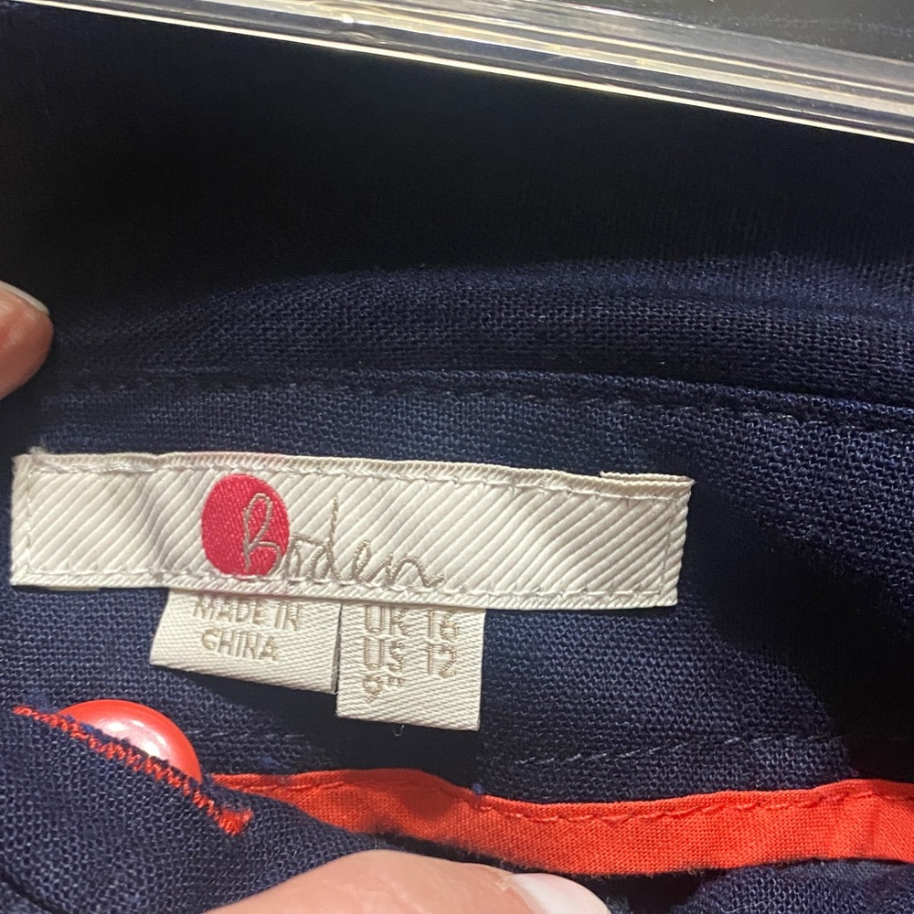 Boden Navy High-Waist Tie-Front Women's Shorts - Picture 5 of 5